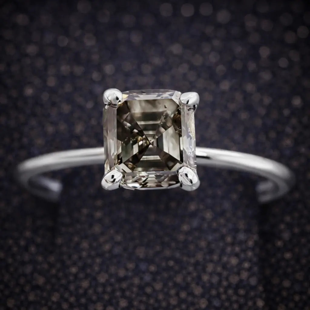 Exklusiver Damenring aus 14 kt Weißgold mit natürlichem Fancy Deep Diamanten (1,01 ct) – IGI zertifiziert Cheap.Diamonds