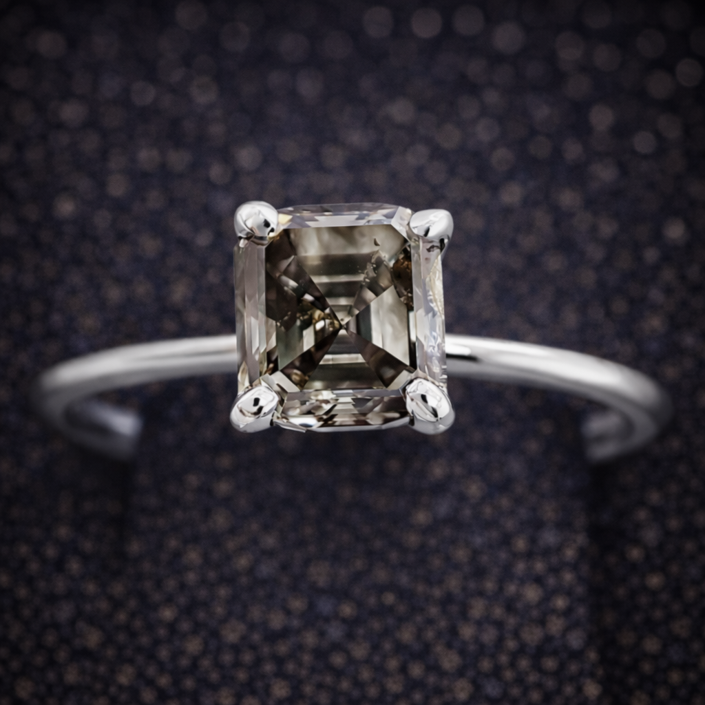 Exklusiver Damenring aus 14 kt Weißgold mit natürlichem Fancy Deep Diamanten (1,01 ct) – IGI zertifiziert