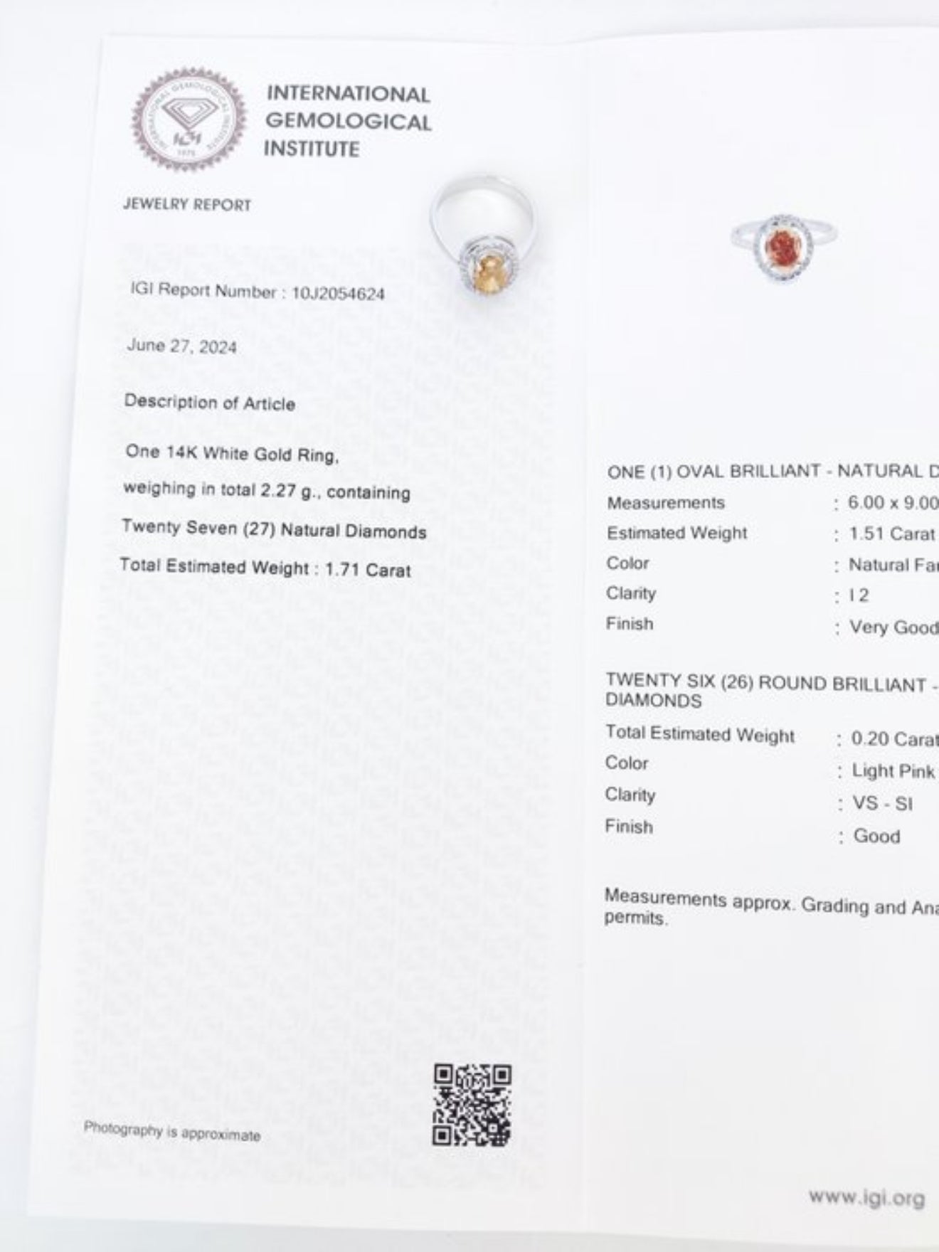 Eleganter Halo-Ring aus 14 kt Weißgold mit natürlichem Fancy Vivid Yellow-Diamanten (gesamt 1,71 ct), IGI-zertifiziert Cheap.Diamonds
