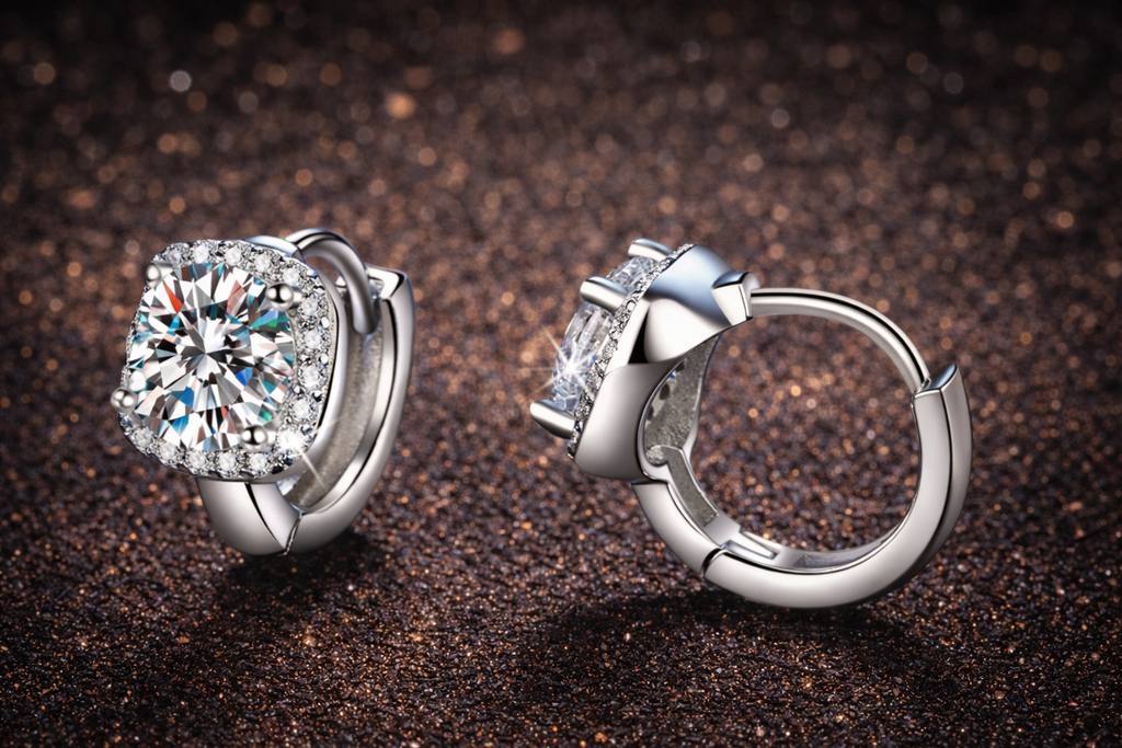 1 Karat Moissanit Ohrringe (0,5 ct pro Stein) – D-Farbe | VVS1 | Mit GRA Zertifikat | 925 Sterling Silber Papas.Diamonds.World