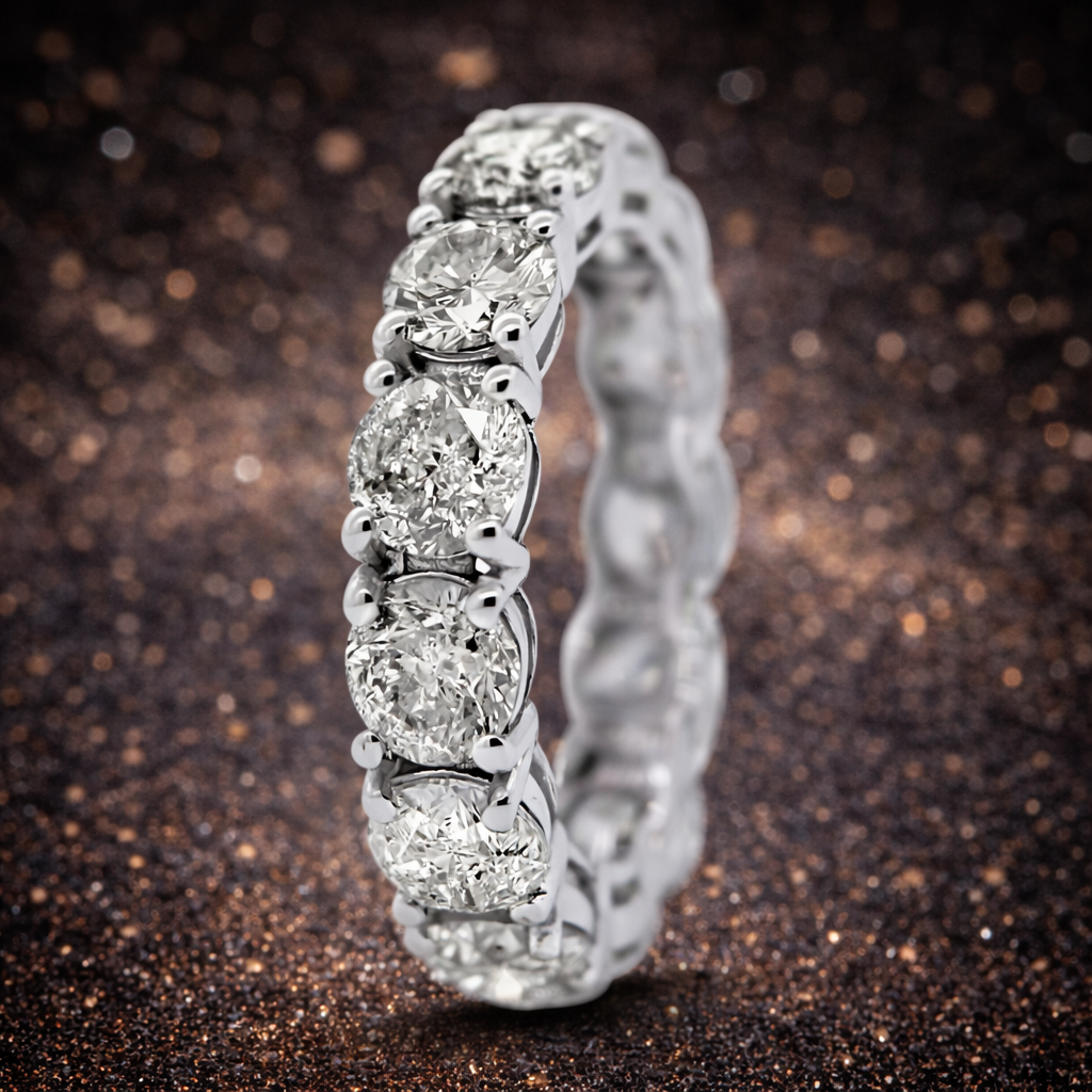 Ewigkeitsring 14 kt Weißgold - 6,40 ct Naturdiamanten zertifiziert