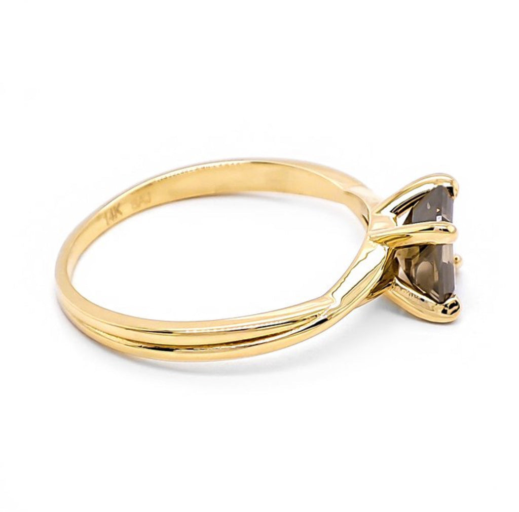 Exklusiver Damenring aus 14 kt Gelbgold mit natürlichem Fancy Deep Diamanten (1,08 ct) – IGI zertifiziert Cheap.Diamonds
