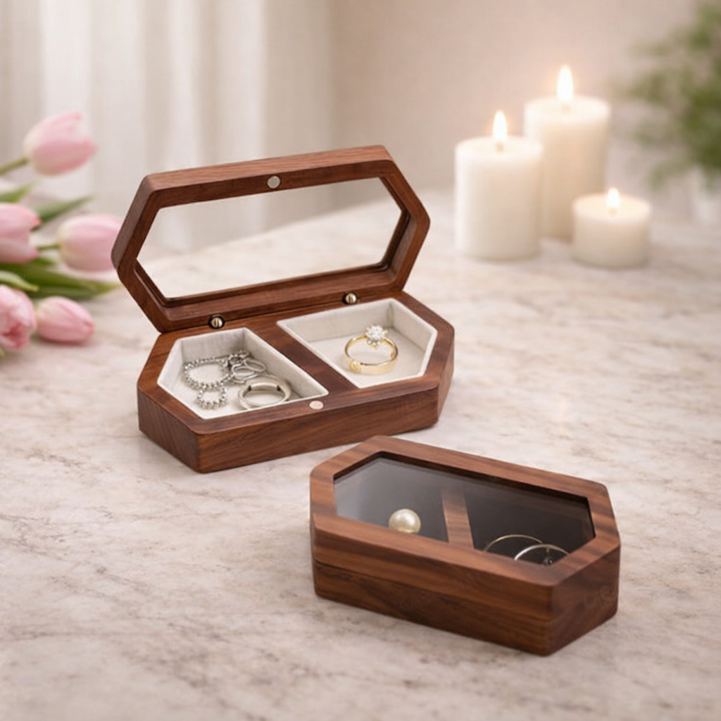 Schwarz* Holzschmuckkasten mit Magnetverschluss – elegante Schmuckbox für besondere Momente Papas.Diamonds.World