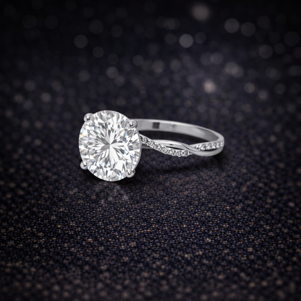 14K Weißgold – 3,05 ct Lab Grown Diamant – Rund – E / VVS2 – Exzellent- IGI zertifiziert