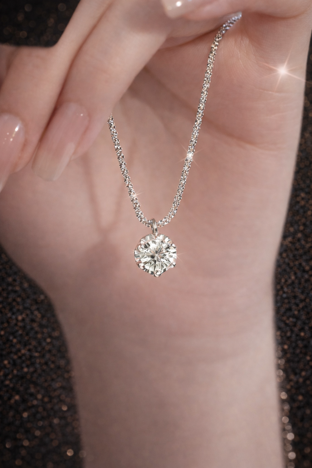 Funkelnde 6-Krallen Moissanit Halskette – 925 Sterling Silber D-Farbe | VVS1 | Mit GRA Zertifikat Papas.Diamonds.World