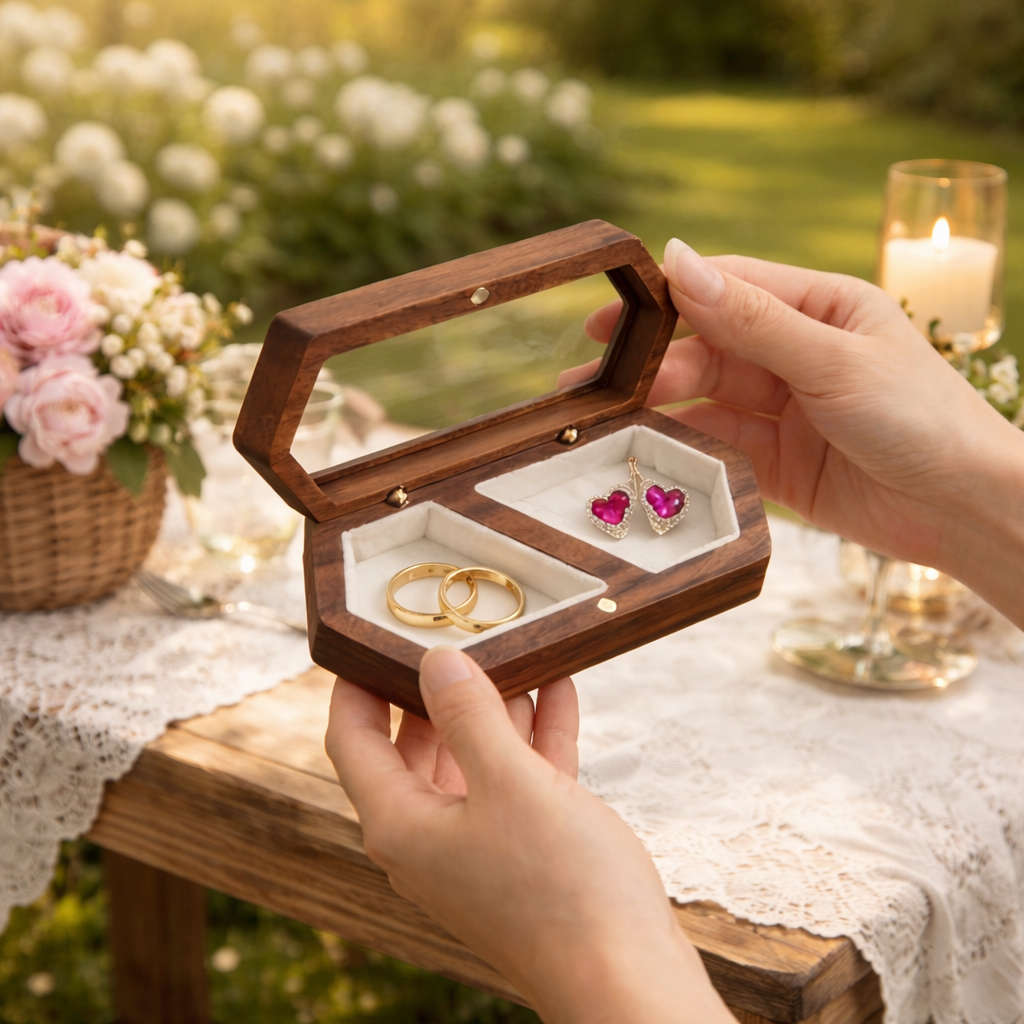 Weiss* Holzschmuckkasten mit Magnetverschluss – elegante Schmuckbox für besondere Momente Papas.Diamonds.World