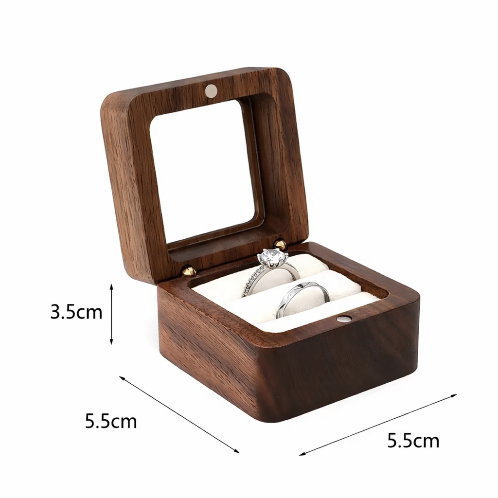 Weiss* Tragbare Holz-Ringbox mit Magnetverschluss Papas.Diamonds.World