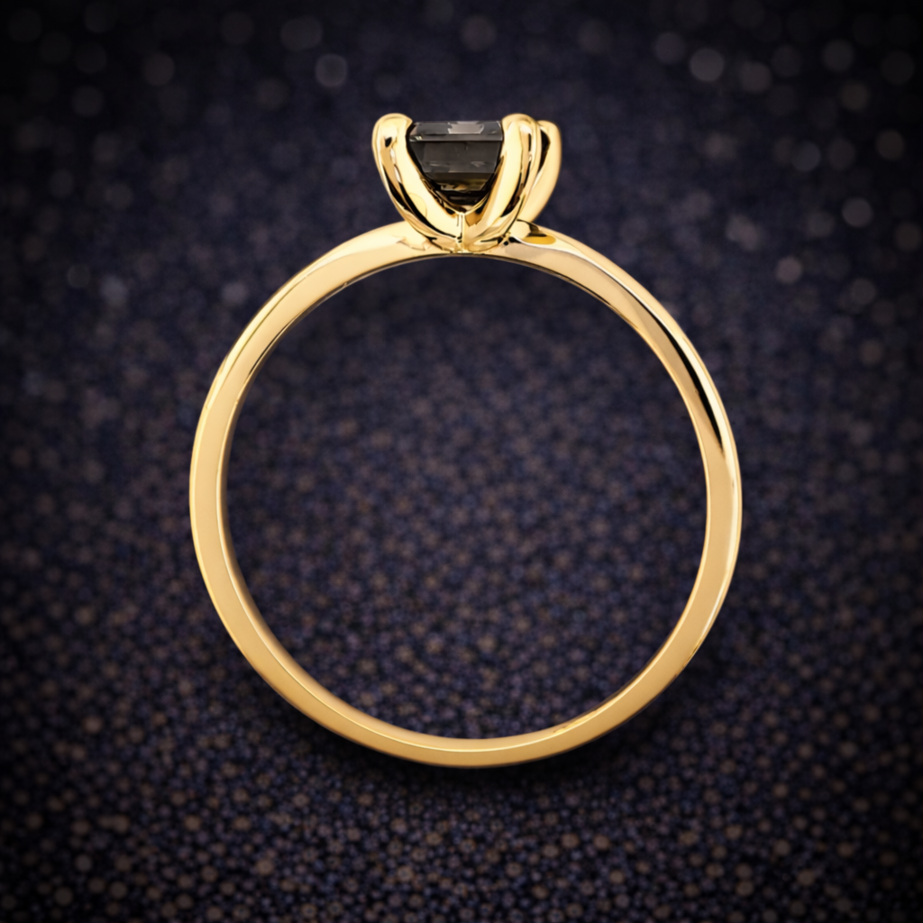 Exklusiver Ring aus 14 kt Gelbgold mit natürlichem Fancy Deep Farbdiamanten (1,08 ct) – IGI zertifiziert