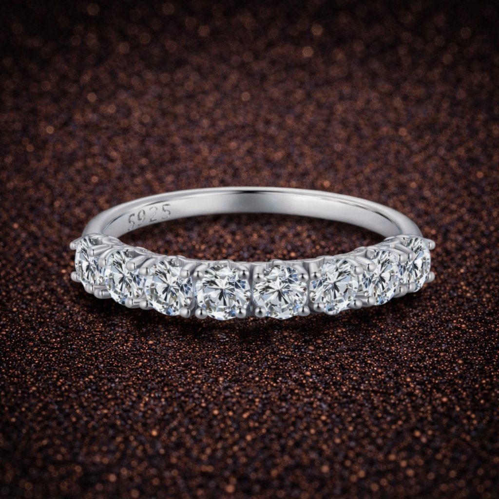 BAMOER 8 Moissanit steine Ring – D Farbe | VVS1 | GRA Zertifiziert | 925 Sterling Silber