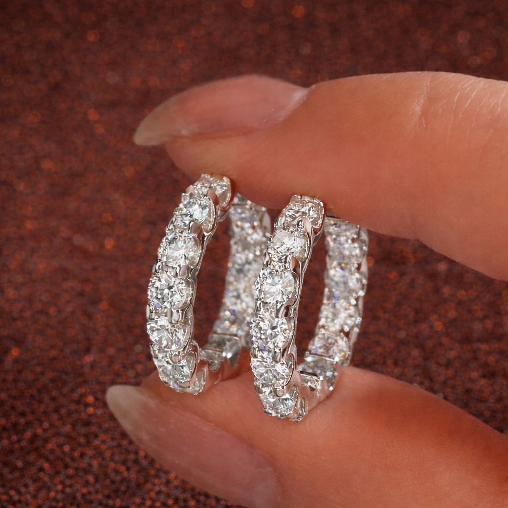 Elegante Moissanit Ohrringe – 0,1 ct | 925 Sterling Silber D-Farbe | VVS1 | Mit GRA Zertifikat