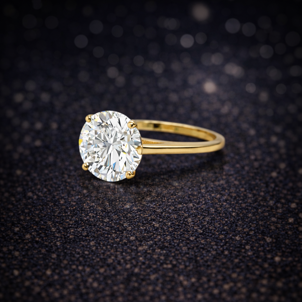 Ring 14 kt Gelbgold mit 3,00 ct Lab-Grown Diamant – D / VS2 – IGI zertifiziert
