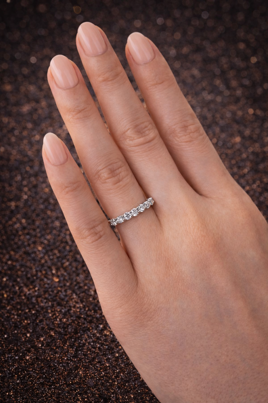 Halb-Ewigkeitsring aus 925 Sterling Silber – 7 Moissanit Steine mit GRA Zertifikat Papas.Diamonds.World