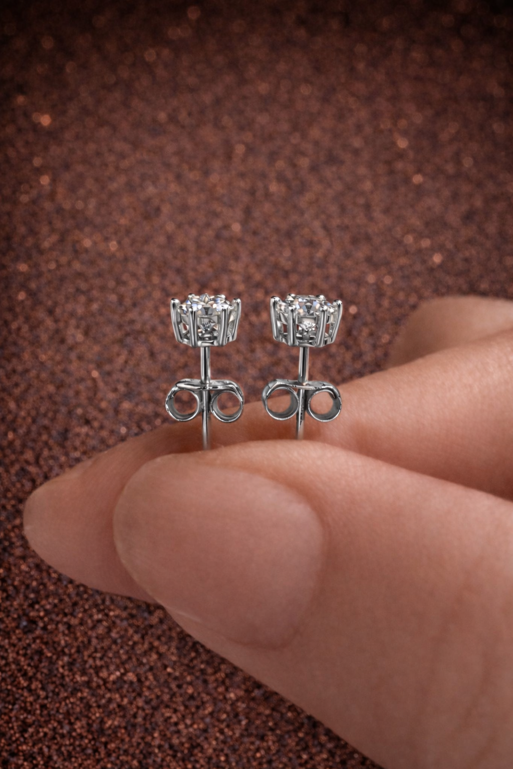 0,1 ct Moissanit Ohrstecker – 925 Silber – D-Farbe | VVS1 mit GRA Zertifikat