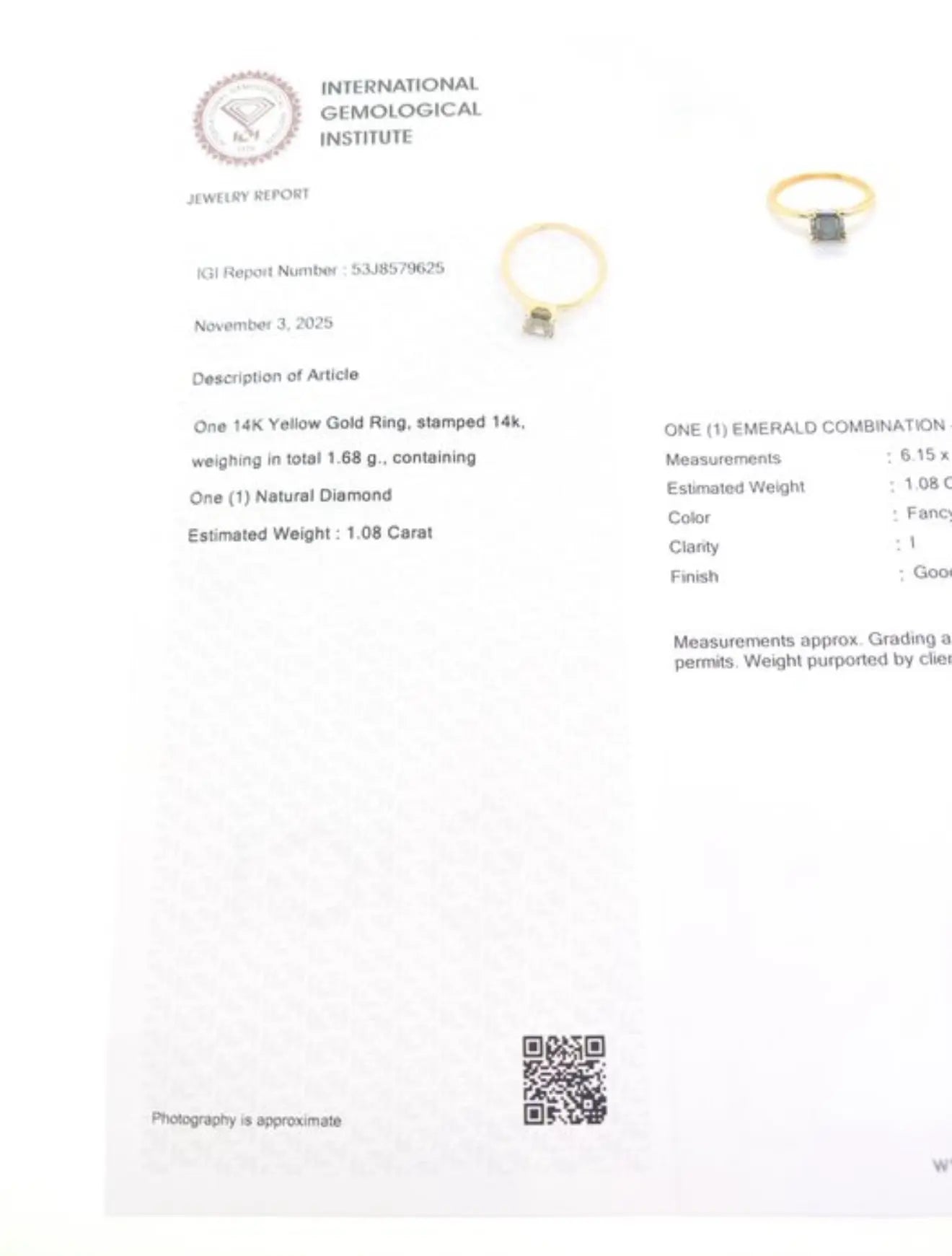 Exklusiver Ring aus 14 kt Gelbgold mit natürlichem Fancy Deep Farbdiamanten (1,08 ct) – IGI zertifiziert Cheap.Diamonds