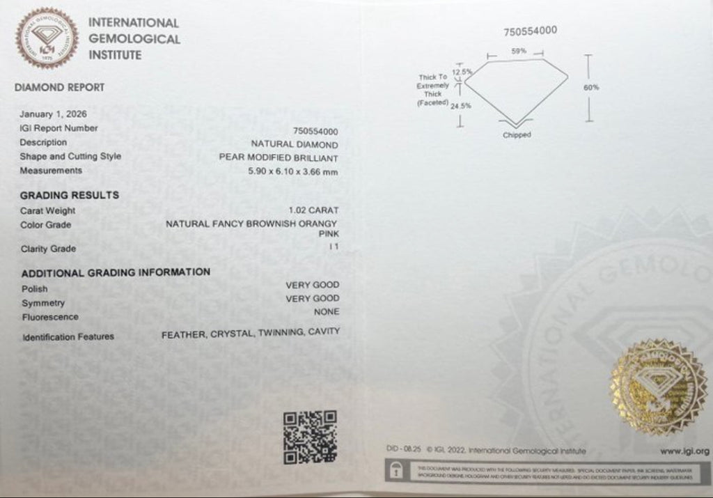 Natürlicher Fancy Farbdiamant – 1,02 ct – Birne – IGI zertifiziert Cheap.Diamonds