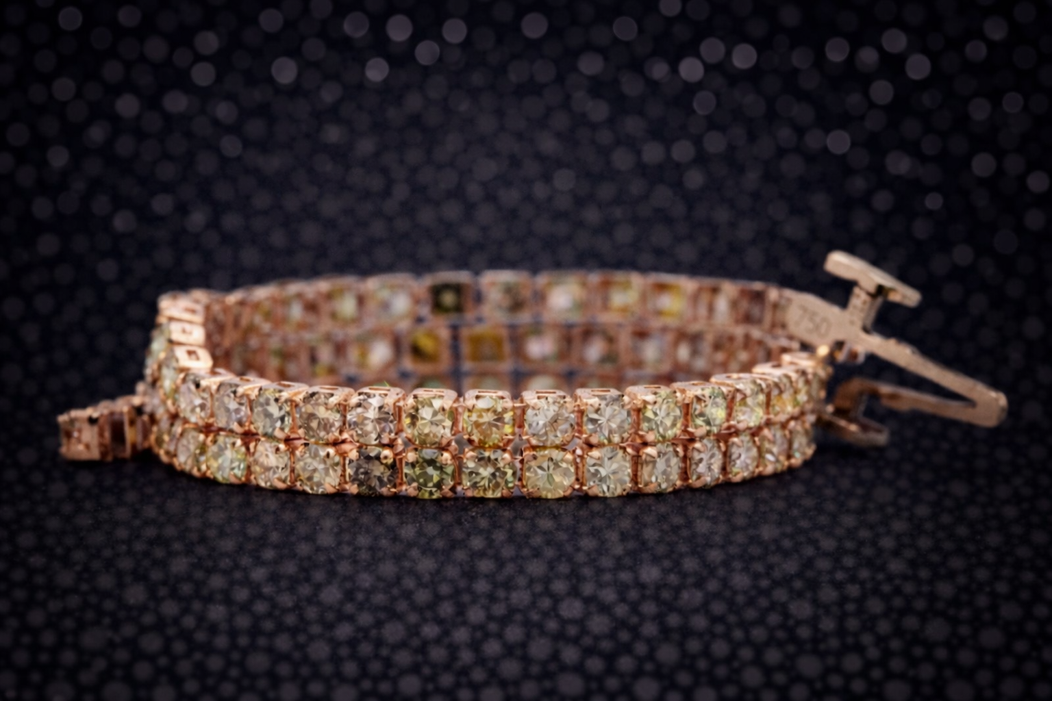 Elegantes Tennisarmband aus 18 kt Roségold mit natürlichen Fancy-Diamanten (2,30 ct) – IGI zertifiziert