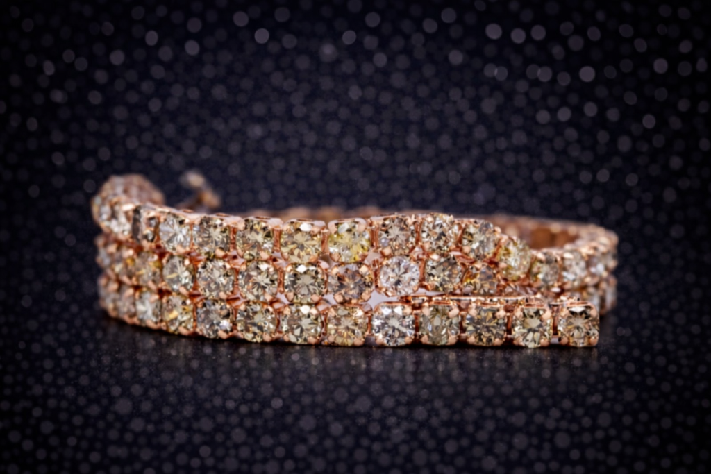Elegantes Tennisarmband aus 18 kt Roségold mit natürlichen Fancy-Diamanten (2,30 ct) – IGI zertifiziert Cheap.Diamonds