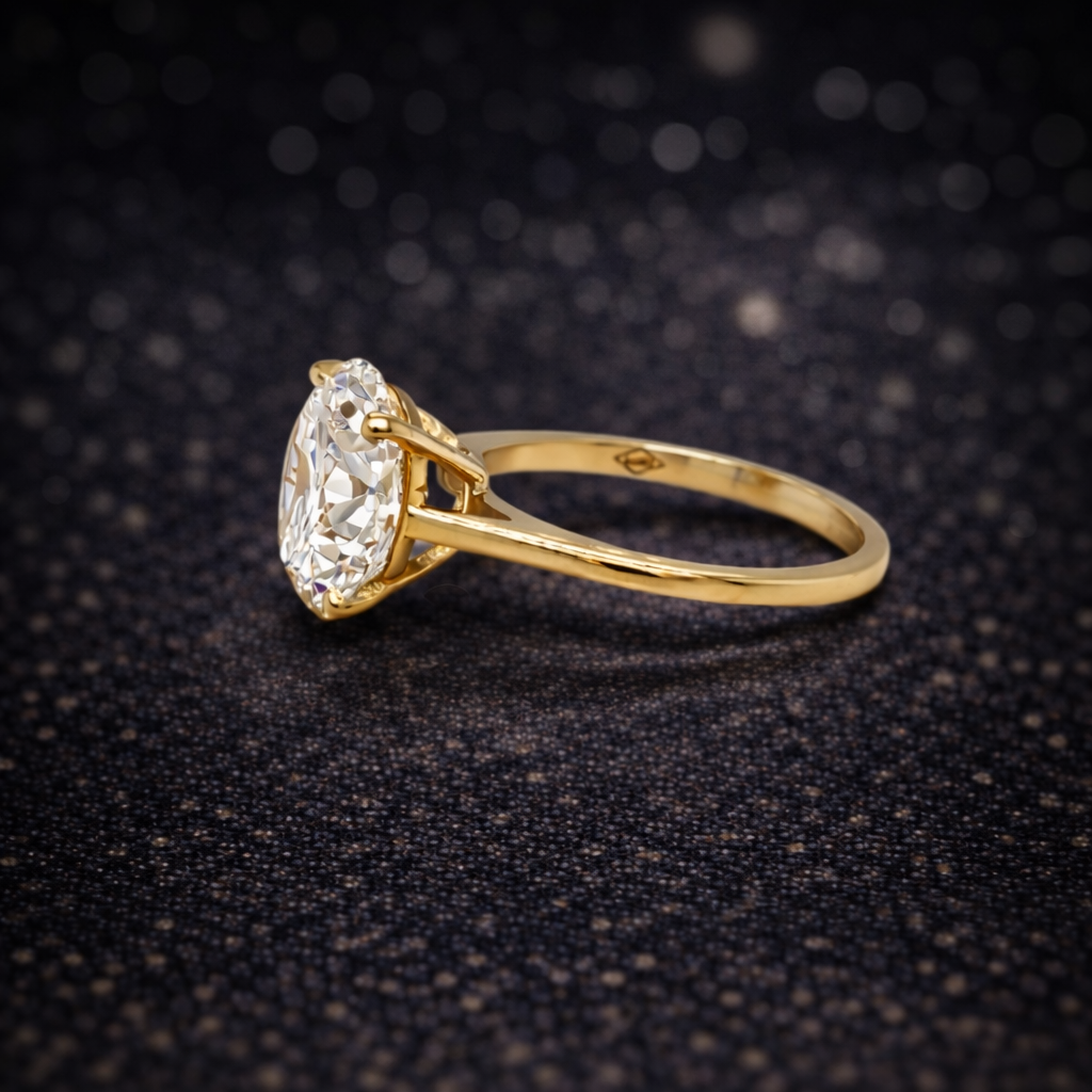 Ring 14 kt Gelbgold mit 3,00 ct Lab-Grown Diamant – D / VS2 – IGI zertifiziert