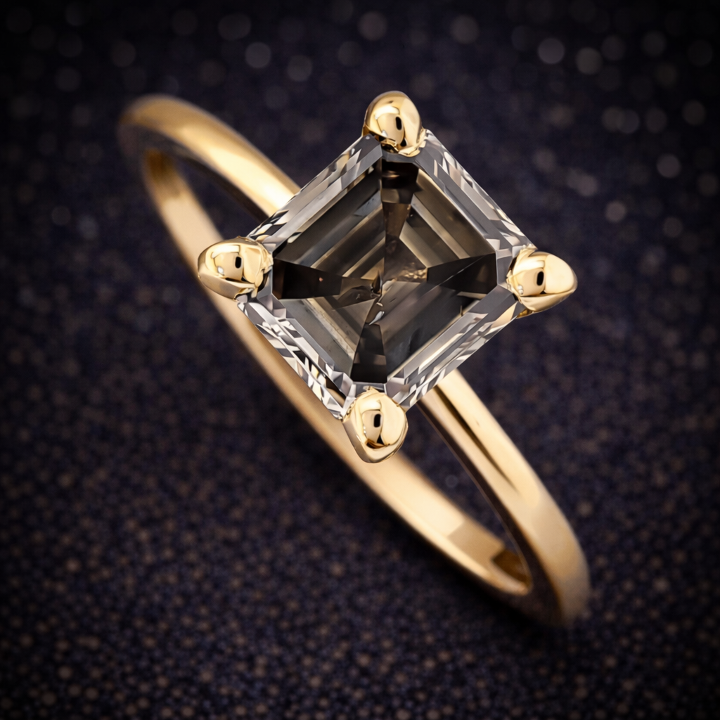 Exklusiver Ring aus 14 kt Gelbgold mit natürlichem Fancy Deep Farbdiamanten (1,08 ct) – IGI zertifiziert
