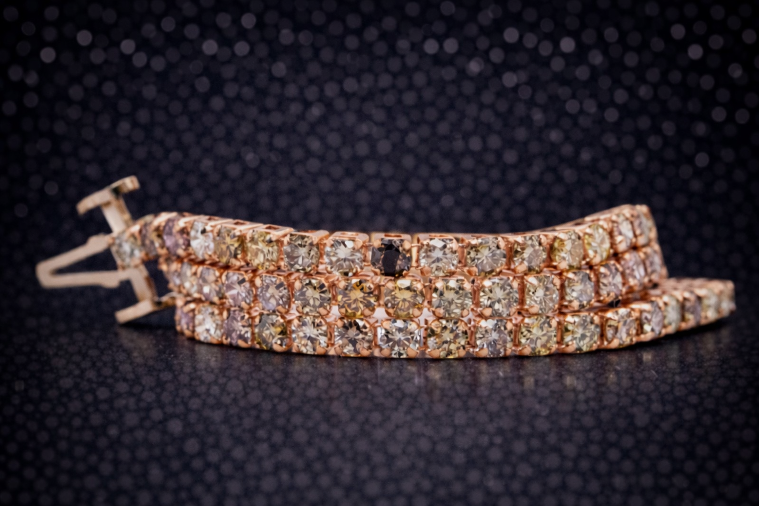 Elegantes Tennisarmband aus 18 kt Roségold mit natürlichen Fancy-Diamanten (2,30 ct) – IGI zertifiziert Cheap.Diamonds
