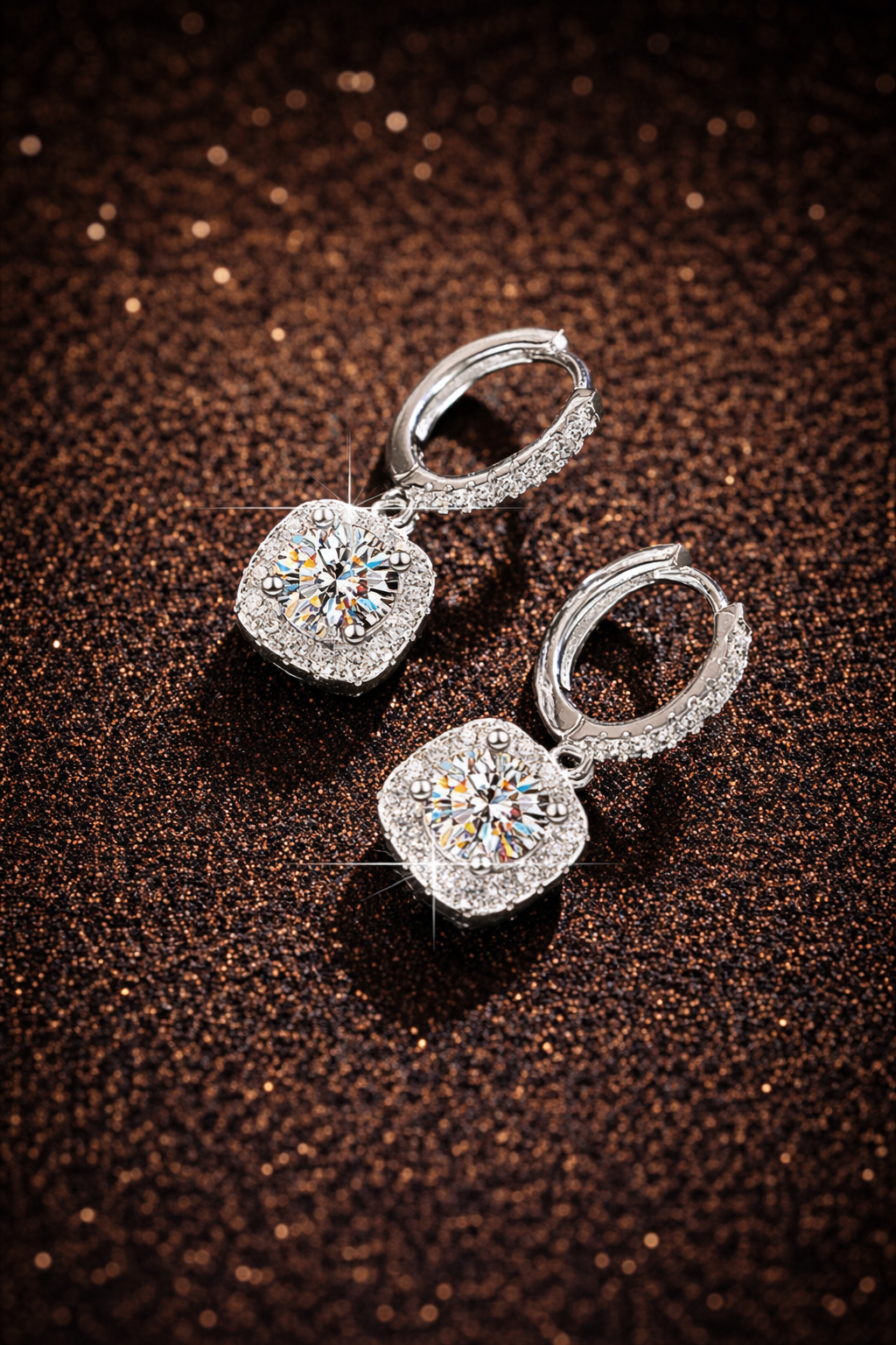 925 Sterling Silber Moissanit Ohrringe – 5,0 mm (0,5 ct + 0,5 ct) D-Farbe | VVS1 mit GRA Zertifikat