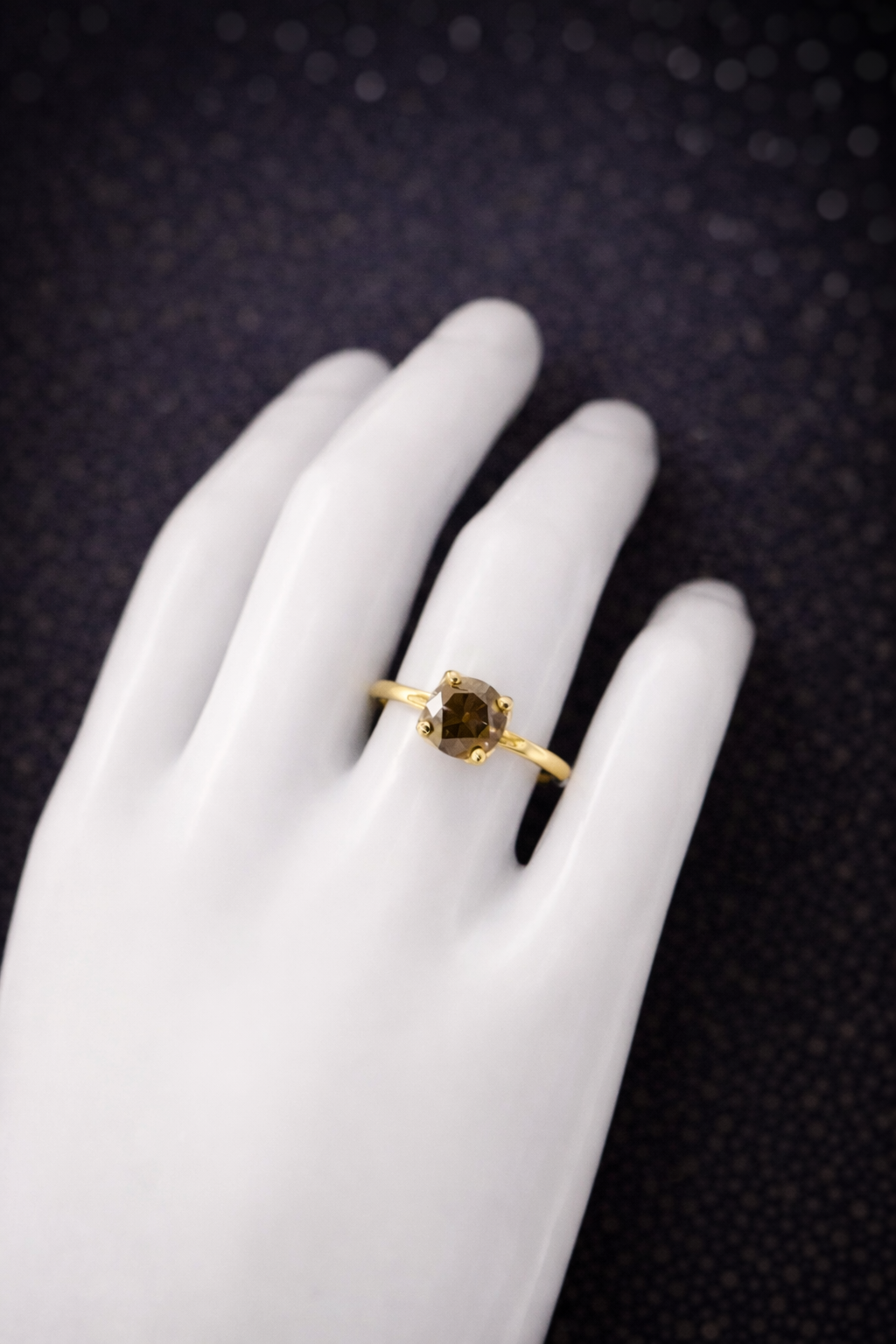 Exklusiver Damenring aus 14 kt Gelbgold mit natürlichem Fancy Deep Diamanten (1,21 ct) – IGI zertifiziert Cheap.Diamonds