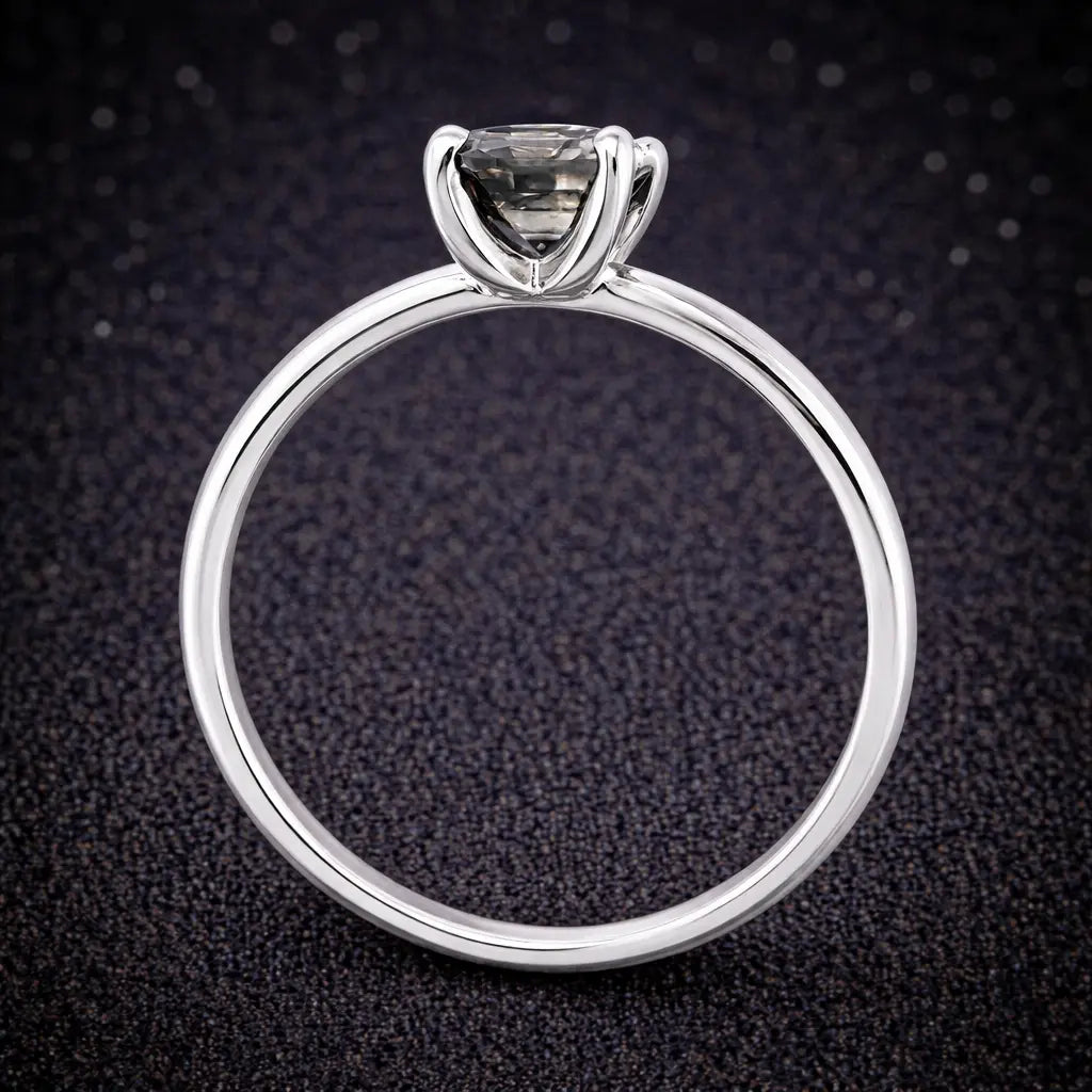 Exklusiver Damenring aus 14 kt Weißgold mit natürlichem Fancy Deep Diamanten (1,01 ct) – IGI zertifiziert Cheap.Diamonds