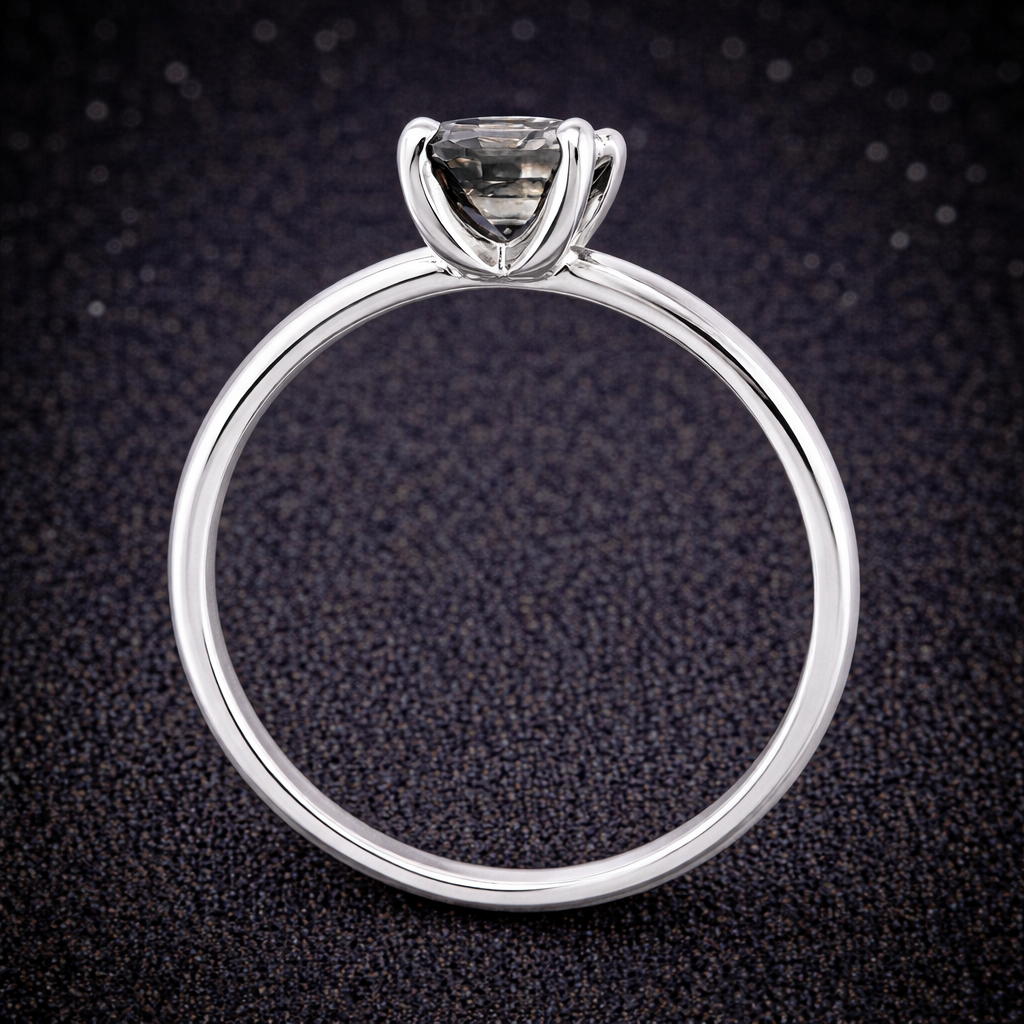 Exklusiver Damenring aus 14 kt Weißgold mit natürlichem Fancy Deep Diamanten (1,01 ct) – IGI zertifiziert