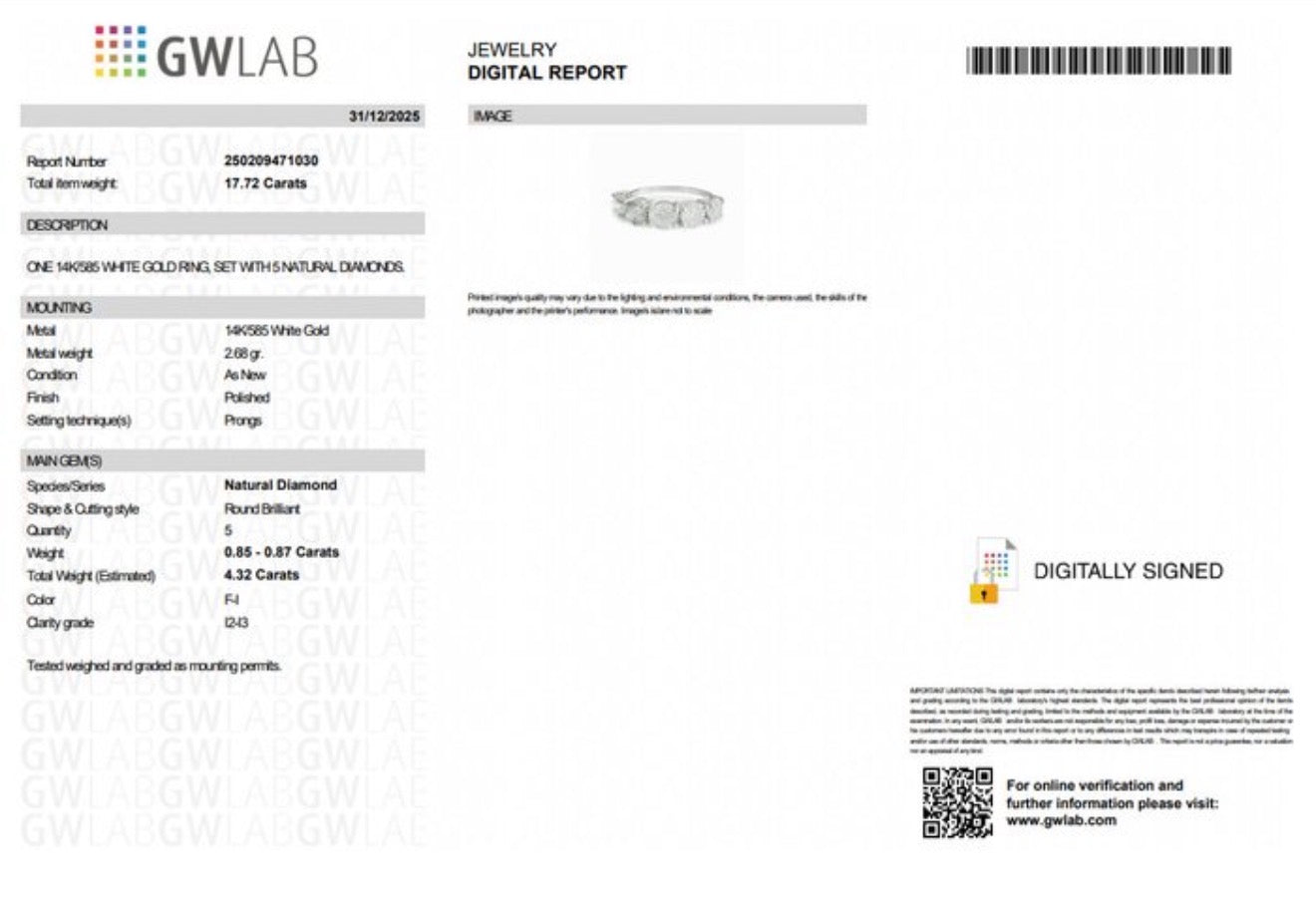 Half Eternity Diamantring – 14 kt Weißgold | 4,32 ct Naturdiamanten-zertifiziert Papas-Diamonds