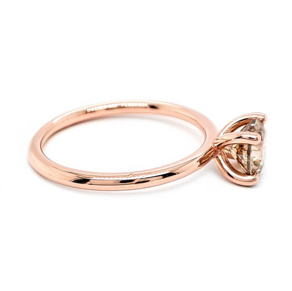 Romantischer Solitärring aus 14 kt Roségold mit natürlichem Fancy Brown Yellow Diamanten (1,03 ct) – IGI zertifiziert Cheap.Diamonds