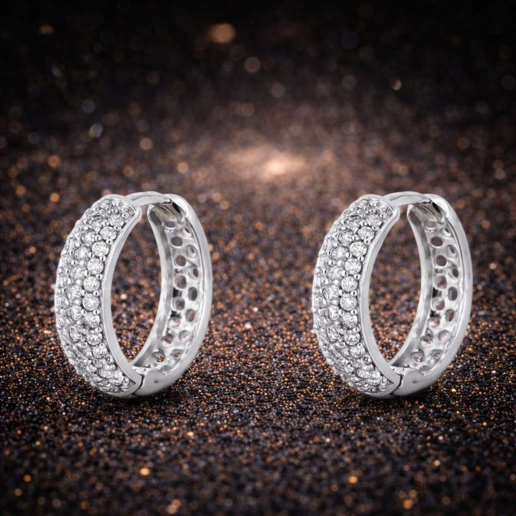 Elegante Naturdiamant-Creolen Ohrringe aus 14 Karat Weißgold (0,85 ct)