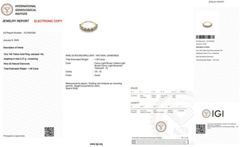 Ring aus 14 Karat Gelbgold mit 1,90 ct natürlichen Farbdiamanten (IGI) zertifiziert Papas-Diamonds
