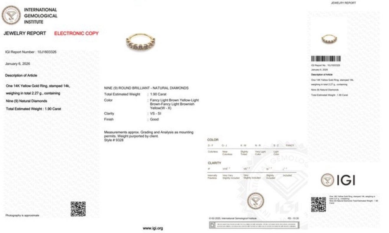 Ring aus 14 Karat Gelbgold mit 1,90 ct natürlichen Farbdiamanten (IGI) zertifiziert Papas-Diamonds