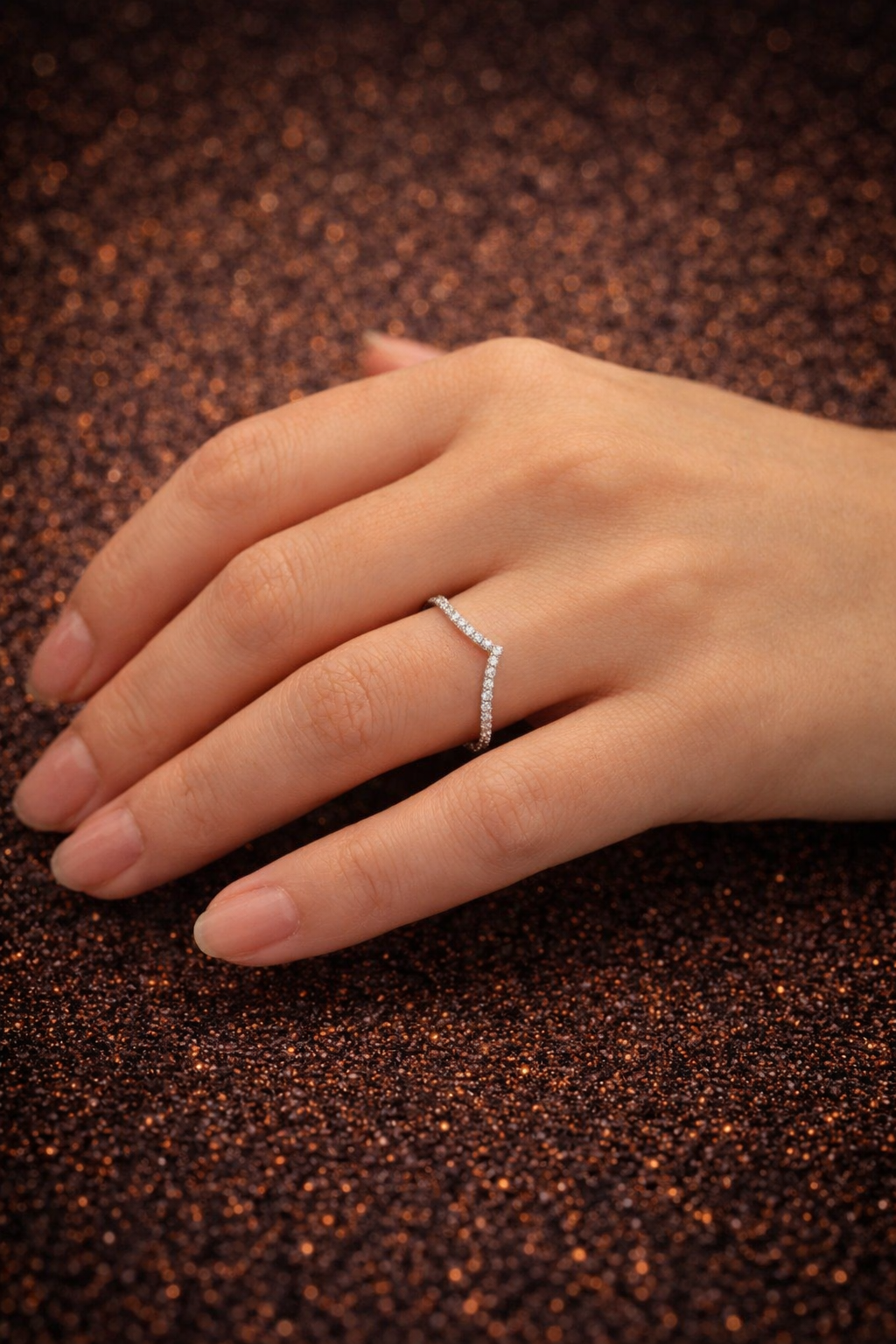 Eleganter V-Ring aus 925 Sterling Silber D-Farbe | VVS1 mit GRA-zertifiziertem Moissanit Papas.Diamonds.World