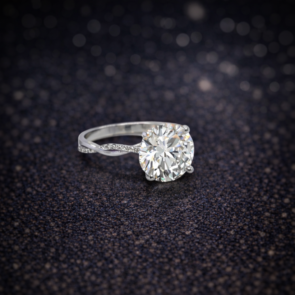 14K Weißgold – 3,05 ct Lab Grown Diamant – Rund – E / VVS2 – Exzellent- IGI zertifiziert