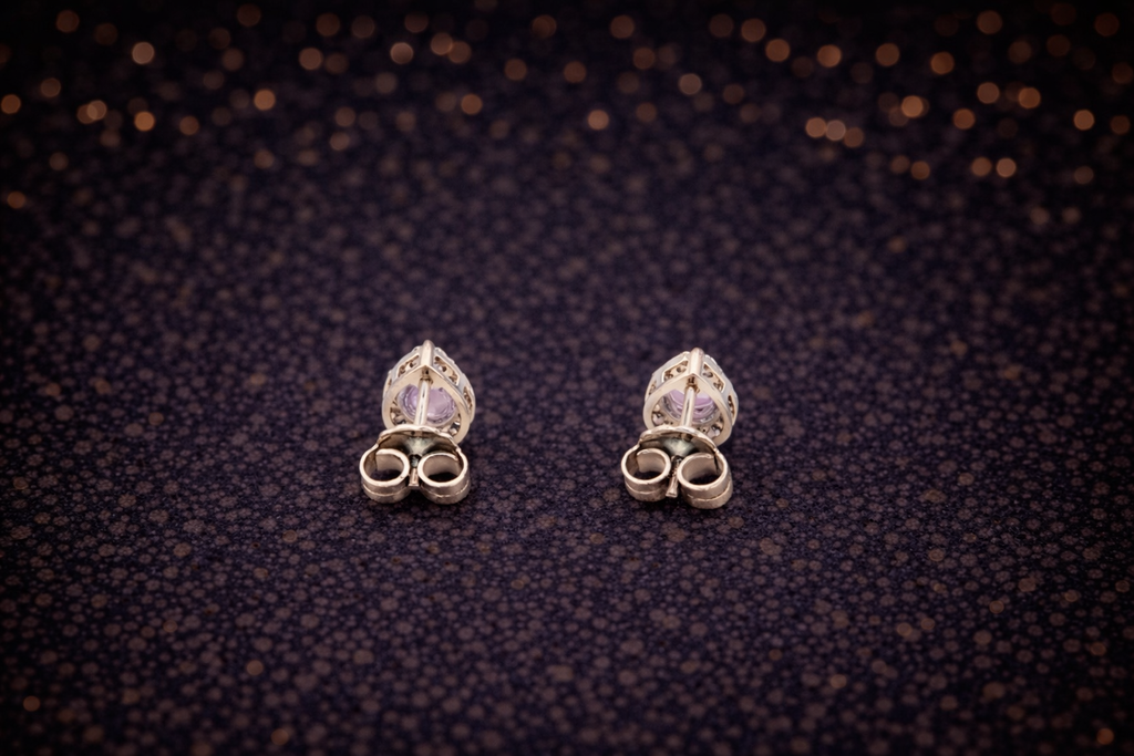 Weißgold-Ohrringe mit Amethyst & Diamanten – 14 Karat (585) Cheap.Diamonds