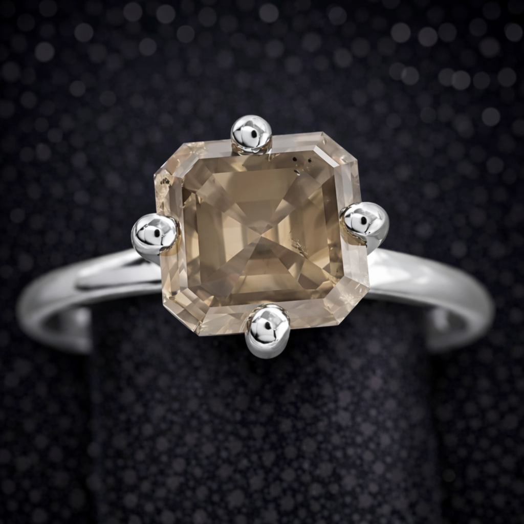 Exklusiver Damenring aus 14 kt Weißgold mit natürlichem Fancy-Farbdiamanten (2,22 ct) – IGI zertifiziert