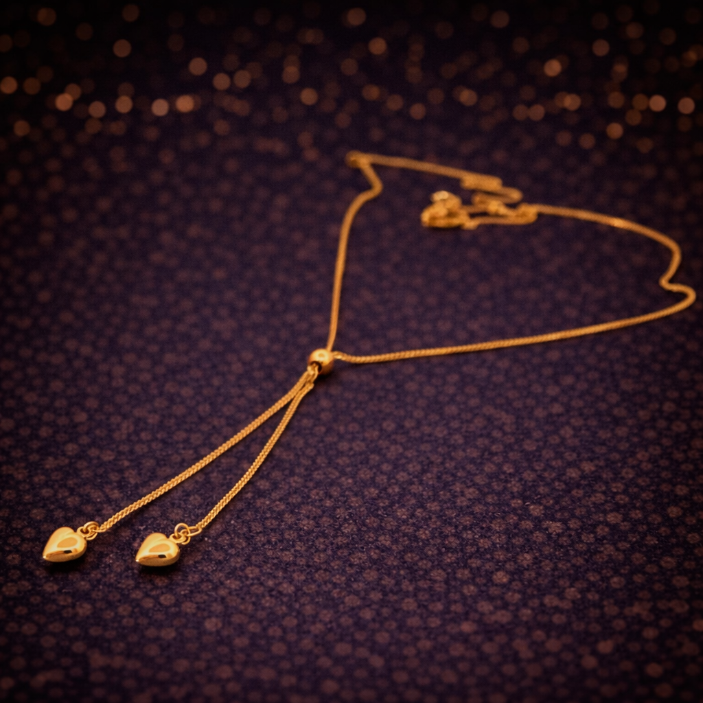 Handgefertigte Halskette mit Herz-Anhängern – 18 Karat Gelbgold (750) Cheap.Diamonds