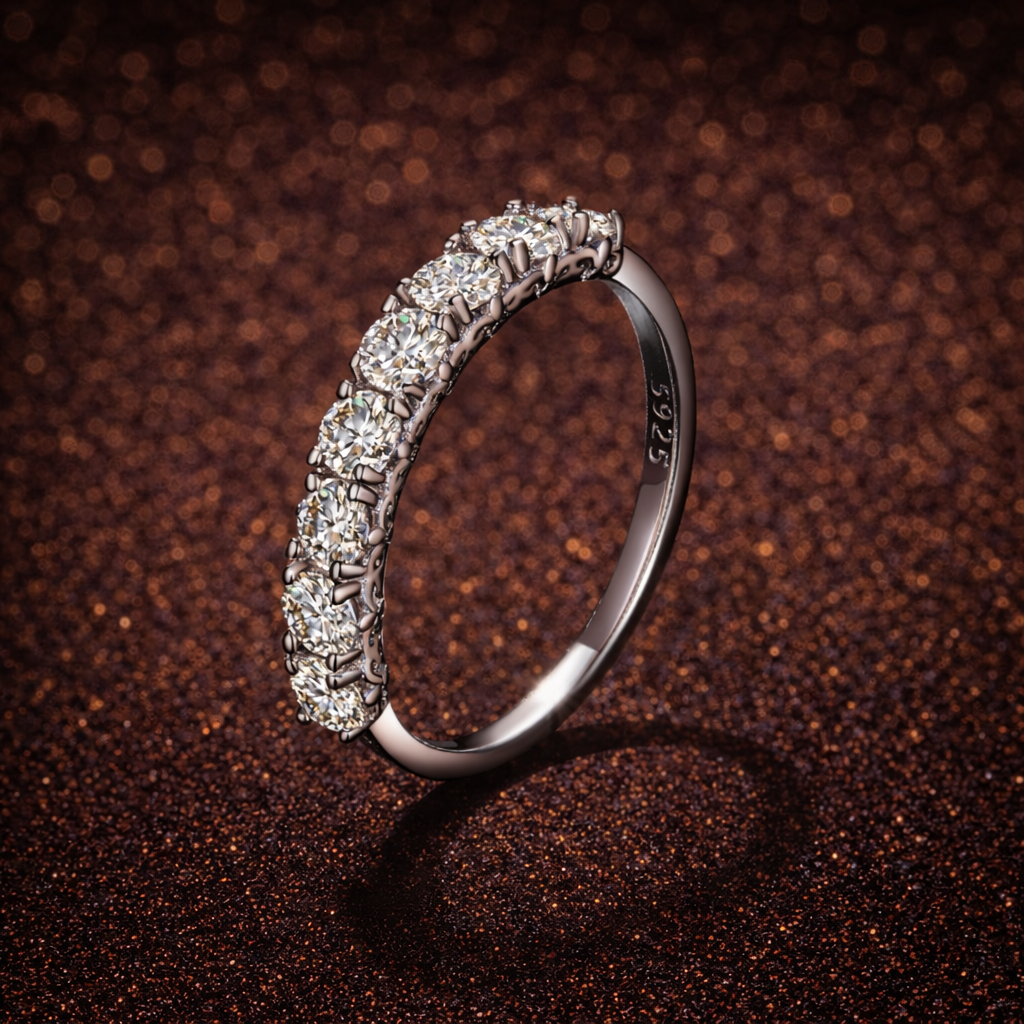 BAMOER 8 Moissanit steine Ring – D Farbe | VVS1 | GRA Zertifiziert | 925 Sterling Silber