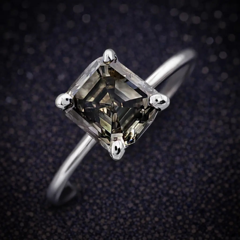 Exklusiver Damenring aus 14 kt Weißgold mit natürlichem Fancy Deep Diamanten (1,01 ct) – IGI zertifiziert Cheap.Diamonds