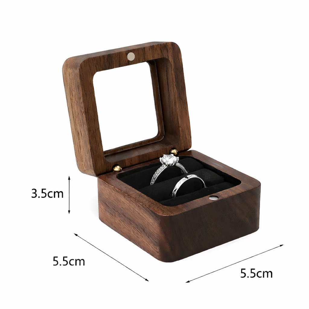 Schwarz* Tragbare Holz-Ringbox mit Magnetverschluss Papas.Diamonds.World