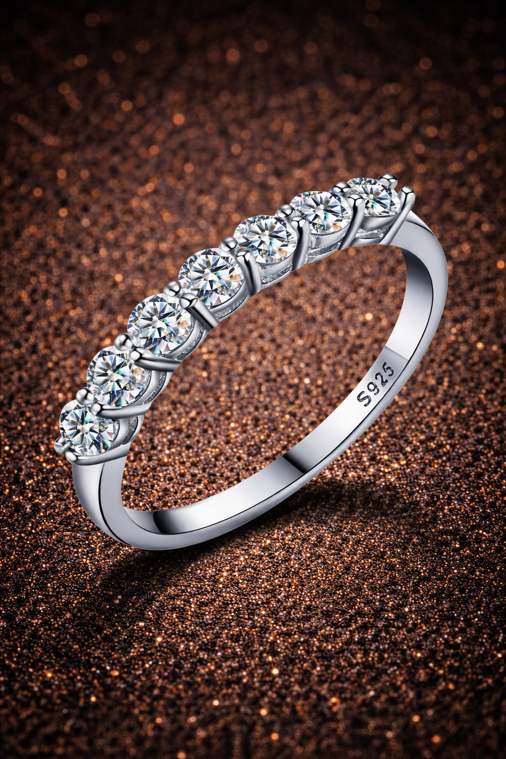 Halb-Ewigkeitsring aus 925 Sterling Silber – 7 Moissanit Steine mit GRA Zertifikat Papas.Diamonds.World