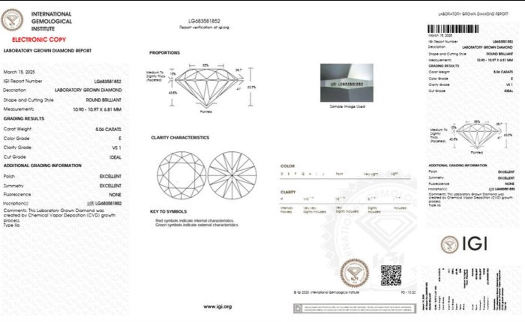 Luxus Diamantring Lab Grown Diamant 5,21 ct – 14K Weißgold – E / VS1 / Ideal Cut / IGI zertifiziert Papas.Diamonds.World