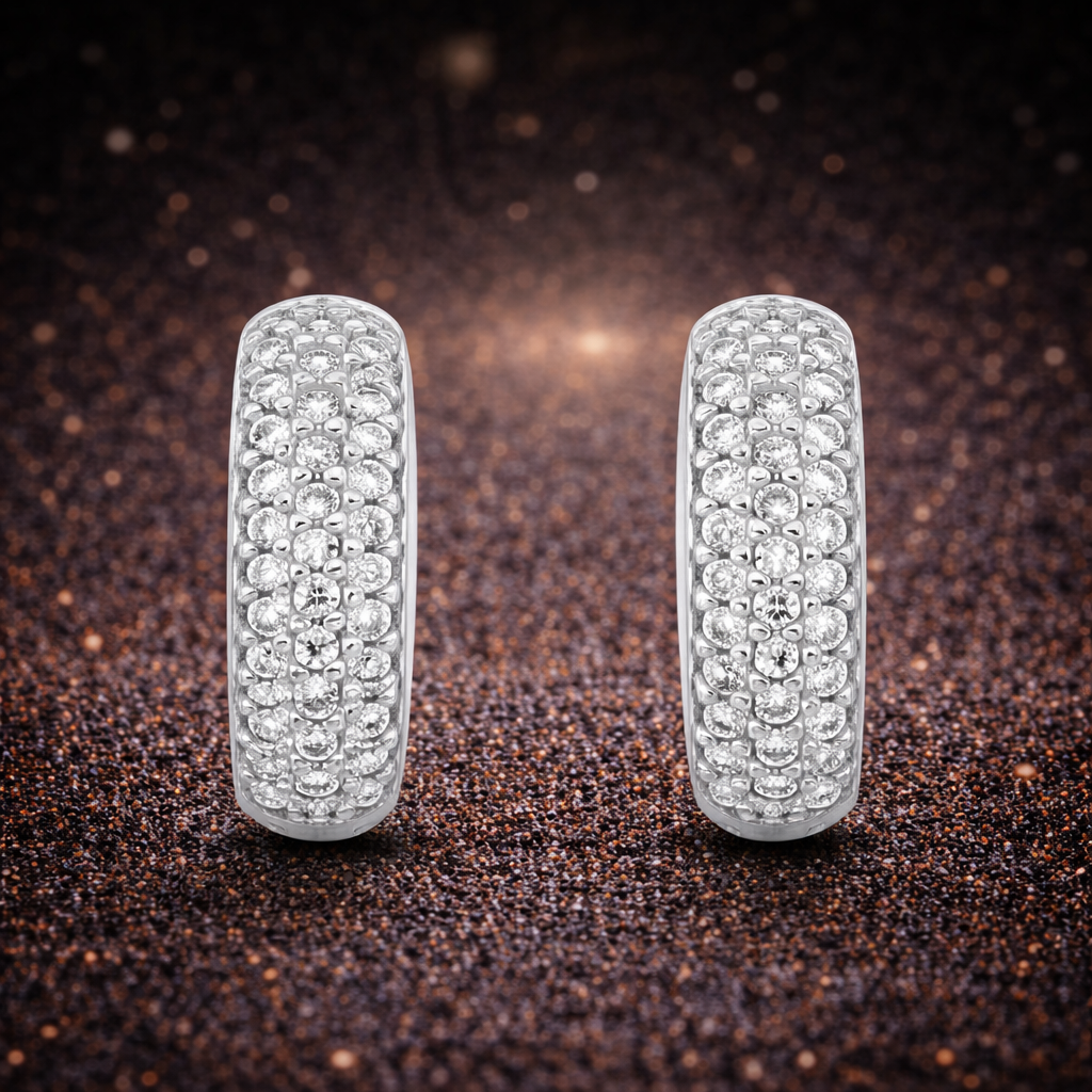 Elegante Naturdiamant-Creolen Ohrringe aus 14 Karat Weißgold (0,85 ct)