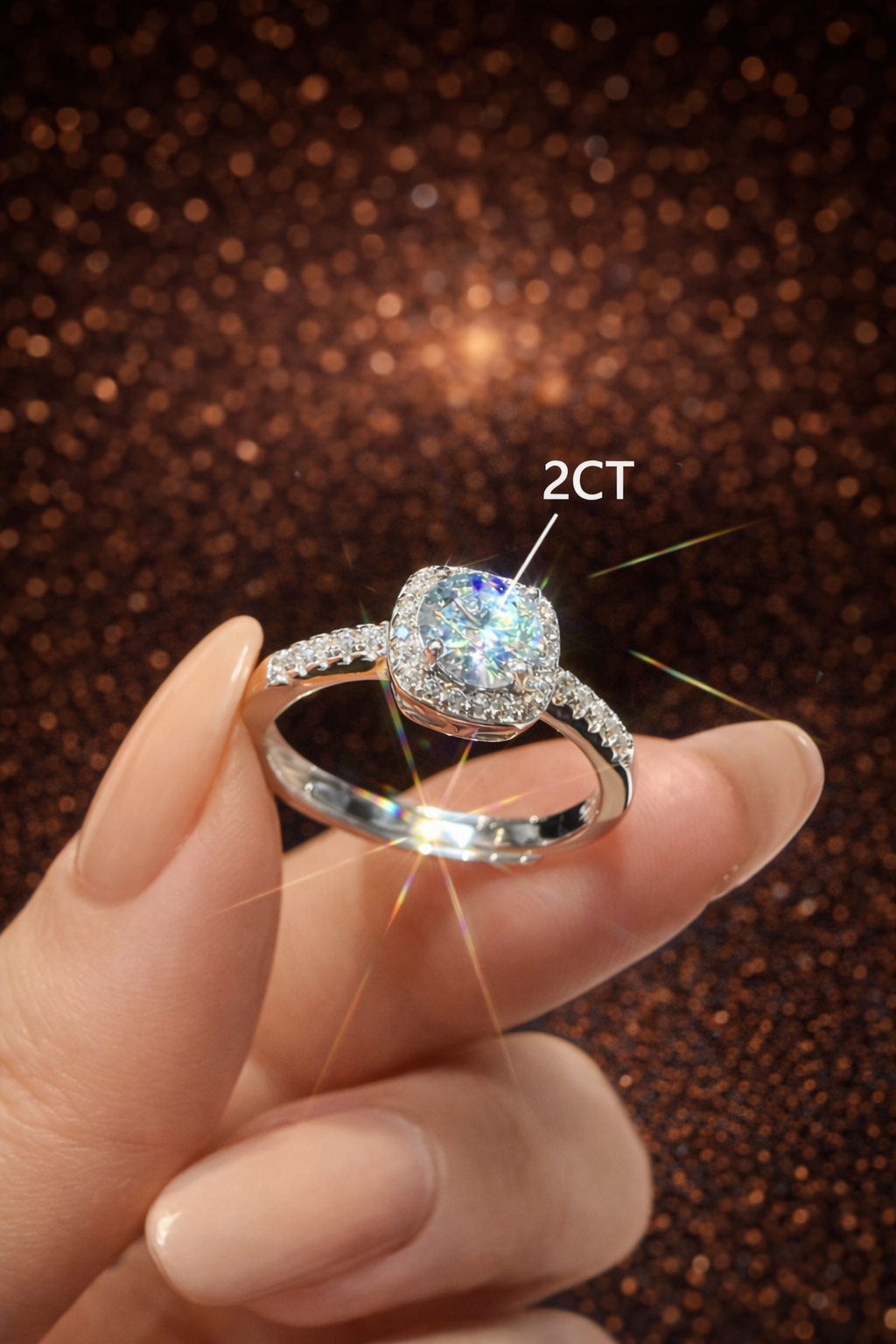 2CT Moissanit Ring – 925 Sterling Silber D-Farbe | VVS1 (inkl. GRA Zertifikat)