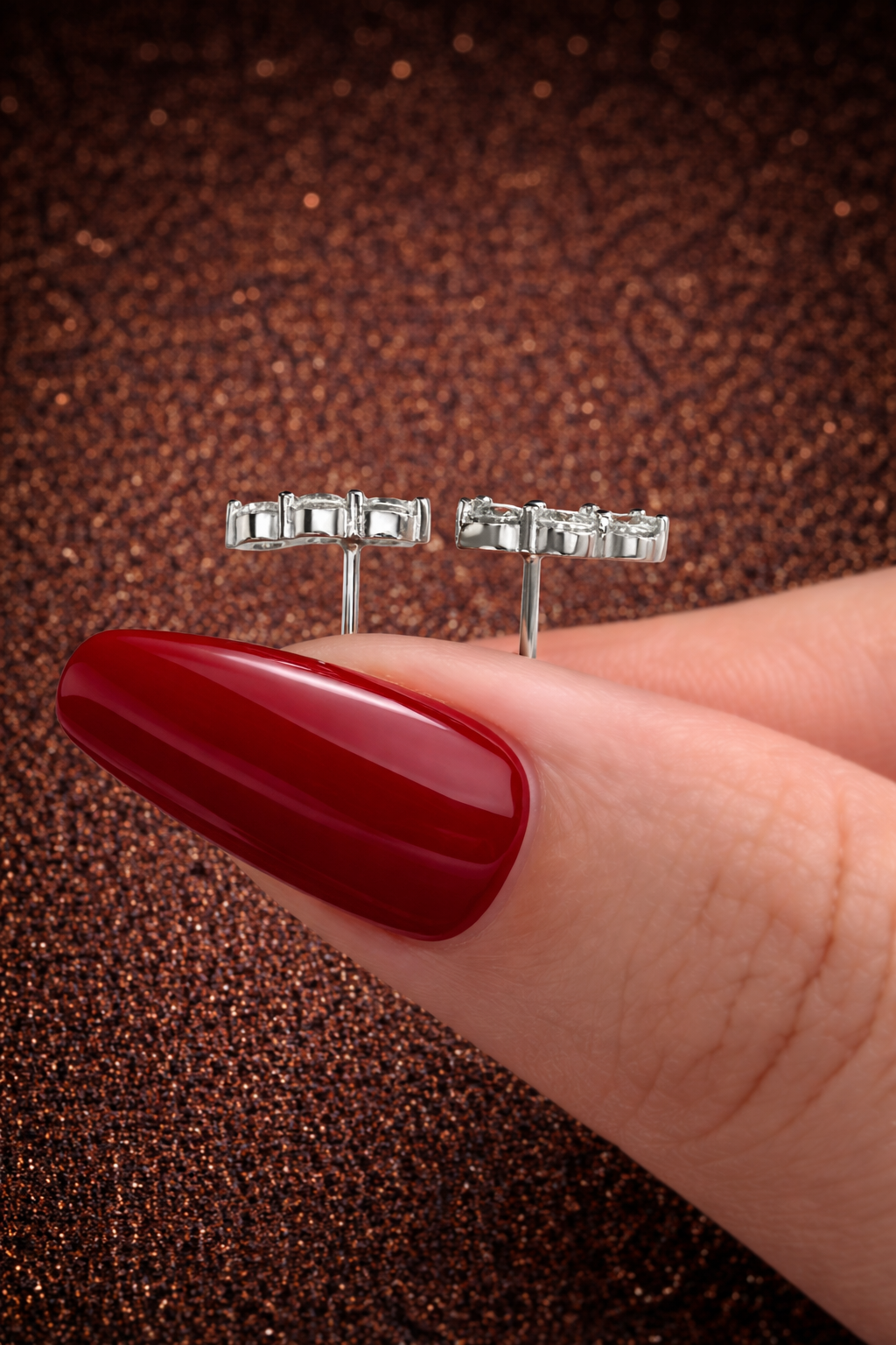 Moissanit Ohrstecker – 3 Steine | 925 Sterling Silber D-Farbe | VVS1 | Mit GRA Zertifikat Papas.Diamonds.World