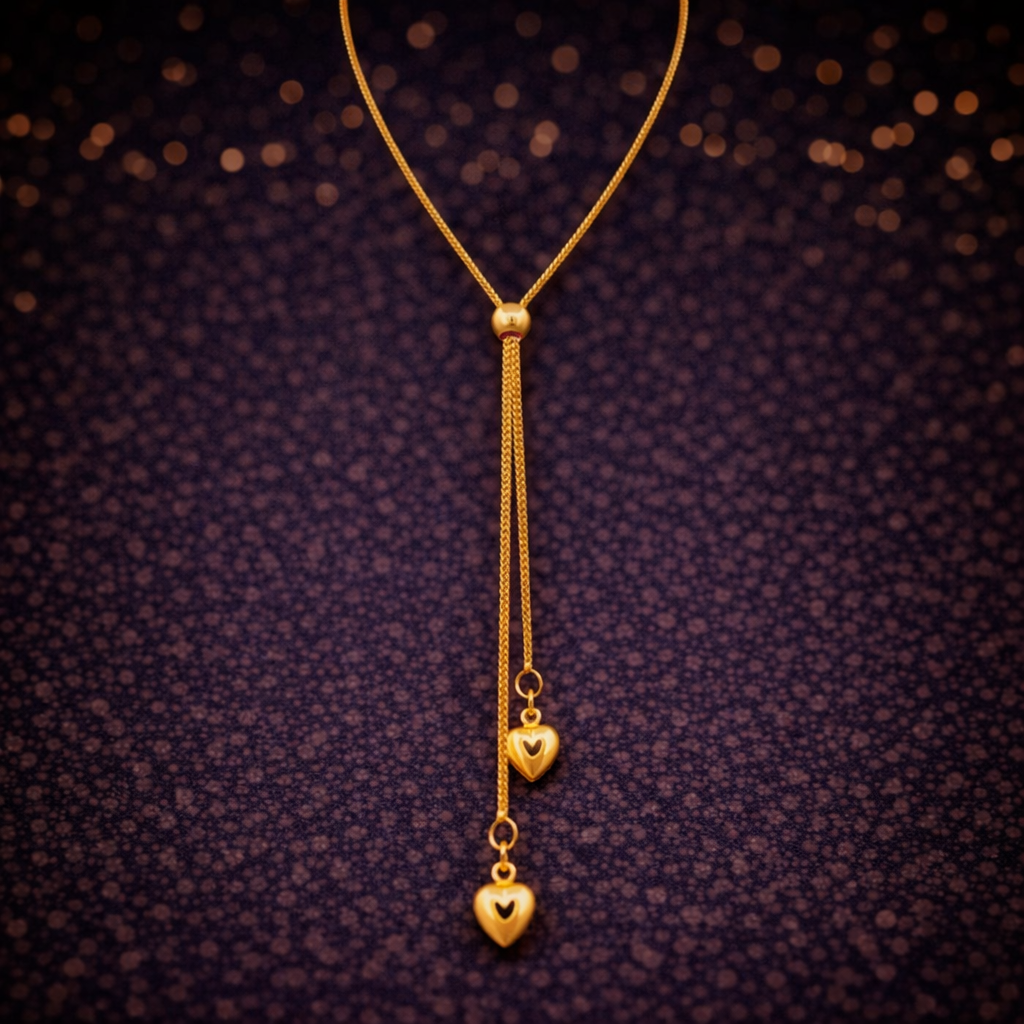 Handgefertigte Halskette mit Herz-Anhängern – 18 Karat Gelbgold (750) Cheap.Diamonds