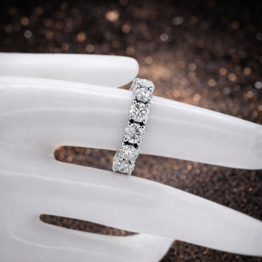 Ewigkeitsring 14 kt Weißgold - 6,40 ct Naturdiamanten zertifiziert