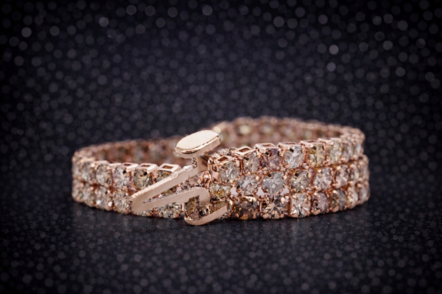 Elegantes Tennisarmband aus 18 kt Roségold mit natürlichen Fancy-Diamanten (2,30 ct) – IGI zertifiziert