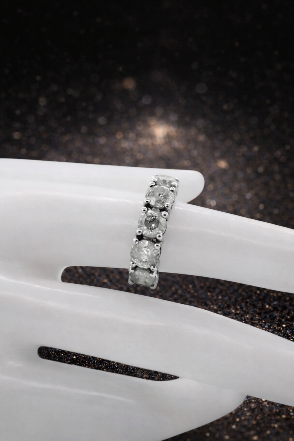 Half Eternity Diamantring – 14 kt Weißgold | 4,32 ct Naturdiamanten-zertifiziert